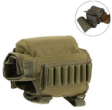 Wsobue Rifle Buttstock, Hunting Shooting Tactical Cheek Rest Pad Ammo Pouch with 7 Shells Holder