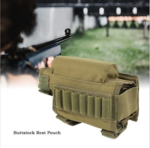 Wsobue Rifle Buttstock, Hunting Shooting Tactical Cheek Rest Pad Ammo Pouch with 7 Shells Holder