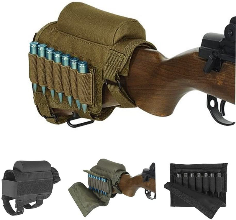 Wsobue Rifle Buttstock, Hunting Shooting Tactical Cheek Rest Pad Ammo Pouch with 7 Shells Holder