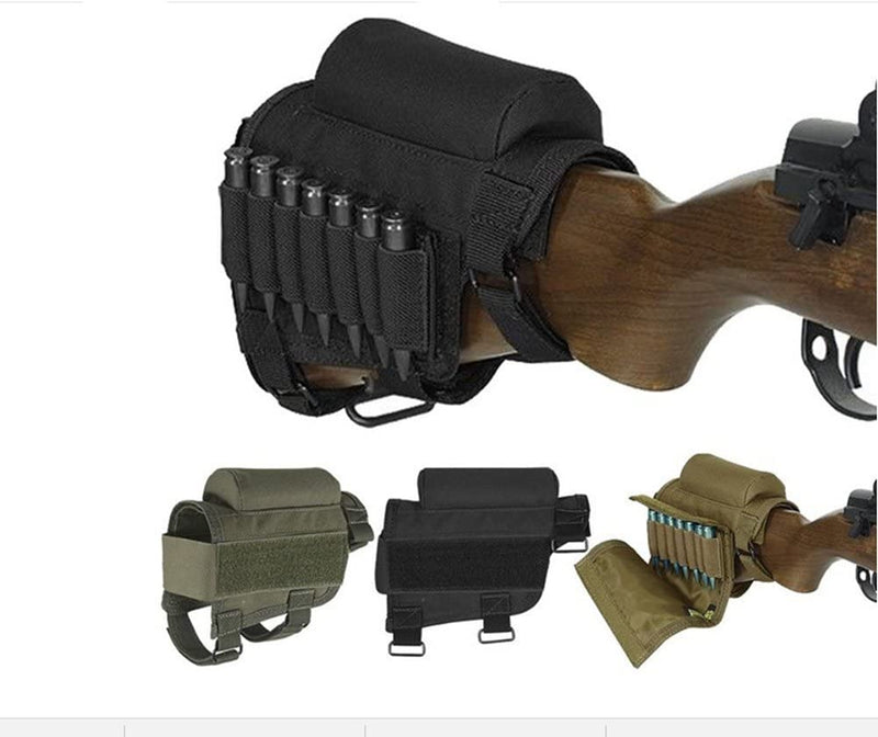 Wsobue Rifle Buttstock, Hunting Shooting Tactical Cheek Rest Pad Ammo Pouch with 7 Shells Holder